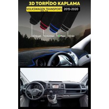 Volkswagen Transporter T6 (2015-2020) 3D Torpido Koruma Kılıfı - Ön Göğüs Kaplama - Mavi Şerit