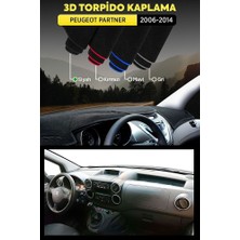Peugeot Partner (2006-2014) 3D Torpido Koruma Kılıfı - Ön Göğüs Kaplama - Siyah Şerit