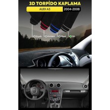 Audı A3 (2004-2008) 3D Torpido Koruma Kılıfı - Ön Göğüs Kaplama - Gri Şerit