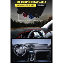 Mercedes - Benz W211 (2001-2009) 3D Torpido Koruma Kılıfı - Ön Göğüs Kaplama - Kırmızı Şerit