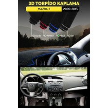 Mazda 3 (2009-2013) 3D Torpido Koruma Kılıfı - Ön Göğüs Kaplama - Mavi Şerit