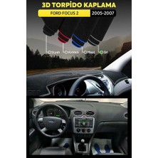 Ford Focus 2 (2005-2007) 3D Torpido Kılıfı Panel Koruyucu Göğüs Kaplama - Gri Şerit
