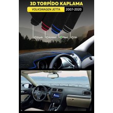 Volkswagen Jetta (2007-2020) 3D Torpido Koruma Kılıfı - Ön Göğüs Kaplama - Mavi Şerit