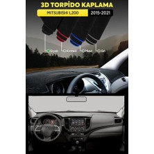Mıtsubıshı L200 (2015-2021) 3D Uyumlu Torpido Koruma Kılıfı - Ön Göğüs Kaplama - Siyah Şerit