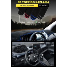 Peugeot Rifter 2020-2022 3D Torpido Koruma Kılıfı - Ön Göğüs Kaplama - Mavi Şerit