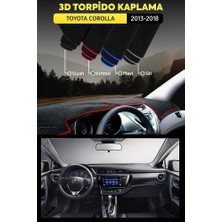 Toyota Corolla (2013-2018) 3D Torpido Kılıfı Panel Koruyucu Göğüs Kaplama - Kırmızı Şerit