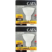 (2 adet) Cata 9W (50W) Sarı Işık (3000K) Dim Edilebilir GU10 DUYLU LED Spot Ampul