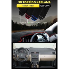 Skoda Fabıa (1999-2006) 3D Torpido Koruma Kılıfı - Ön Göğüs Kaplama - Kırmızı Şerit