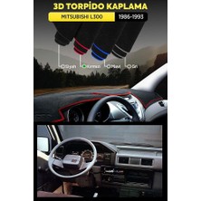 Mıtsubıshı L300 (1986-1993) 3D Uyumlu Torpido Koruma Kılıfı - Ön Göğüs Kaplama - Kırmızı Şerit