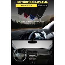 Peugeot 301 (2012-2020) 3D Torpido Koruma Kılıfı - Ön Göğüs Kaplama - Siyah Şerit