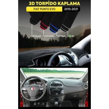 Fiat Punto Evo 2015-2021 3D Torpido Koruma Kılıfı - Ön Göğüs Kaplama - Gri Şerit