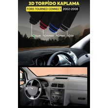 Ford Tourneo Connect (2002-2008) 3D Torpido Kılıfı Panel Koruyucu Göğüs Kaplama - Siyah Şerit