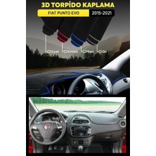 Fiat Punto Evo 2015-2021 3D Torpido Koruma Kılıfı - Ön Göğüs Kaplama - Mavi Şerit