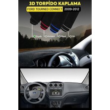 Ford Tourneo Connect (2009-2012) 3D Torpido Kılıfı Panel Koruyucu Göğüs Kaplama - Siyah Şerit