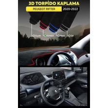 Peugeot Rifter 2020-2022 3D Torpido Koruma Kılıfı - Ön Göğüs Kaplama - Kırmızı Şerit