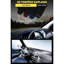 Fıat Palıo (2000-2005) 3D Torpido Kılıfı Panel Koruyucu Göğüs Kaplama - Mavi Şerit
