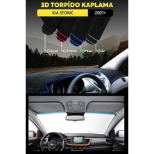 Kıa Stonıc (2021 ) 3D Torpido Koruma Kılıfı - Ön Göğüs Kaplama - Mavi Şerit