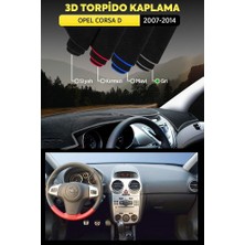 Opel Corsa D (2007-2014) 3D Torpido Koruma Kılıfı - Ön Göğüs Kaplama - Gri Şerit