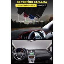 Toyota Avensıs T270 (2009-2015) 3D Torpido Kılıfı Panel Koruyucu Göğüs Kaplama - Kırmızı Şerit