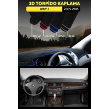 Bmw 3 (2005-2013) 3D Torpido Koruma Kılıfı - Ön Göğüs Kaplama - Mavi Şerit