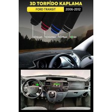 Ford Transıt (2006-2012) 3D Torpido Kılıfı Panel Koruyucu Göğüs Kaplama - Gri Şerit