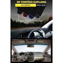Kıa Cerato (2004-2008) 3D Torpido Koruma Kılıfı - Ön Göğüs Panel Kaplama - Siyah Şerit