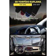 Fıat 500L (2013-2017) 3D Torpido Kılıfı Panel Koruyucu Göğüs Kaplama - Mavi Şerit