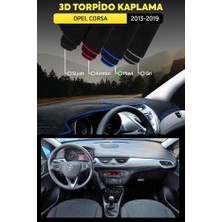 Opel Corsa 2013 - 2019 3D Torpido Koruma Kılıfı - Ön Göğüs Kaplama - Mavi Şerit