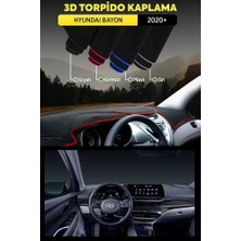 Hyundai Bayon (2020 ) 3D Torpido Koruma Kılıfı - Ön Göğüs Panel Kaplama - Kırmızı Şerit