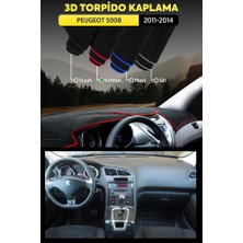 Peugeot 5008 (2011-2014) 3D Torpido Koruma Kılıfı - Ön Göğüs Kaplama - Kırmızı Şerit
