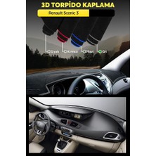 Renault Scenic 3 3D Torpido Koruma Kılıfı - Ön Göğüs Kaplama - Gri Şerit