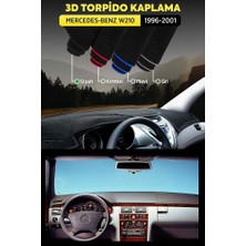 Mercedes - Benz W210 (1996-2001) 3D Torpido Koruma Kılıfı - Ön Göğüs Kaplama - Siyah Şerit