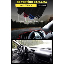 Opel Corsa B (1992-1999) 3D Torpido Koruma Kılıfı - Ön Göğüs Kaplama - Kırmızı Şerit