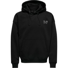 Only & Sons Kapüşon Yaka Siyah Erkek Sweatshırt Onsengel Vtg Hoodıe Sweat Athl