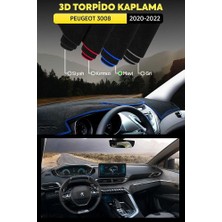 Peugeot 3008 (2020-2022) 3D Torpido Koruma Kılıfı - Ön Göğüs Kaplama - Mavi Şerit