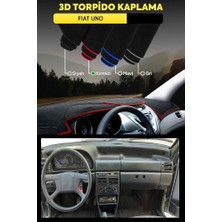 Fiat Uno 3D Torpido Kılıfı Panel Koruyucu Göğüs Kaplama - Kırmızı Şerit