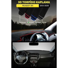 Peugeot 301 (2012-2020) 3D Torpido Koruma Kılıfı - Ön Göğüs Kaplama - Kırmızı Şerit