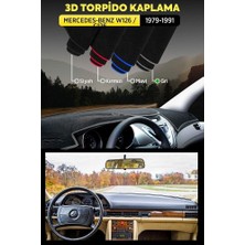 Mercedes - Benz W126 / C126 (1979-1991) 3D Torpido Koruma Kılıfı - Ön Göğüs Kaplama - Gri Şerit