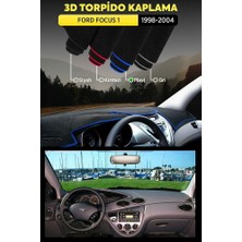 Ford Focus 1 (1998-2004) 3D Torpido Kılıfı Panel Koruyucu Göğüs Kaplama - Mavi Şerit