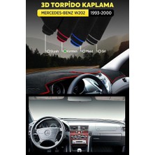 Mercedes - Benz W202 (1993-2000) 3D Torpido Koruma Kılıfı - Ön Göğüs Kaplama - Kırmızı Şerit