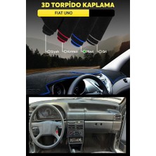 Fiat Uno 3D Torpido Kılıfı Panel Koruyucu Göğüs Kaplama - Mavi Şerit