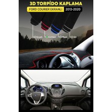 Ford Courier Ekranlı (2013-2020) 3D Torpido Koruma Kılıfı - Ön Göğüs Panel Kaplama - Kırmızı Şerit
