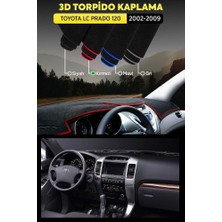 Toyota Lc Prado 120 2002-2009 3D Torpido Koruma Kılıfı - Ön Göğüs Kaplama - Kırmızı Şerit