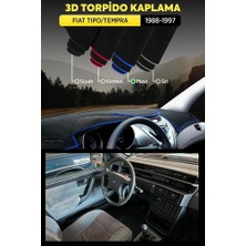 Fıat Tıpo / Tempra 3D Torpido Kılıfı Panel Koruyucu Göğüs Kaplama - Mavi Şerit