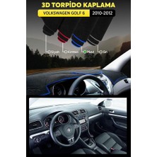 Volkswagen Golf 6 (2010-2012) 3D Torpido Koruma Kılıfı - Ön Göğüs Kaplama - Mavi Şerit