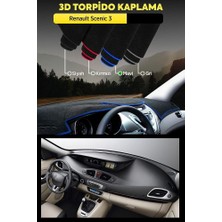 Renault Scenic 3 3D Torpido Koruma Kılıfı - Ön Göğüs Kaplama - Mavi Şerit