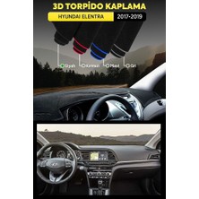 Hyundai Elentra (2017-2019) 3D Torpido Koruma Kılıfı - Ön Göğüs Panel Kaplama - Siyah Şerit