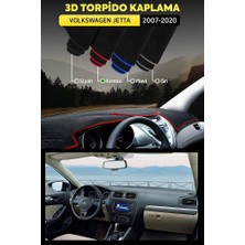 Volkswagen Jetta (2007-202*) 3D Torpido Koruma Kılıfı - Ön Göğüs Kaplama - Kırmızı Şerit