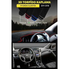 Hyundaı Elentra (2011-2016) 3D Torpido Koruma Kılıfı - Ön Göğüs Panel Kaplama - Kırmızı Şerit