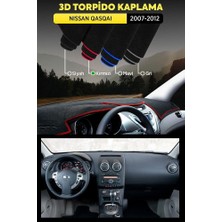 Nıssan Qasqaı (2007-2012) 3D Torpido Koruma Kılıfı - Ön Göğüs Kaplama - Kırmızı Şerit